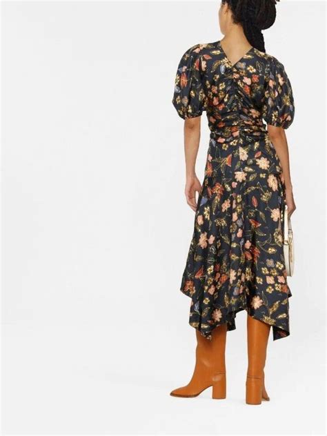 Rtp1 510 Ulla Johnson Heleen Floral Print Silk Midi Dress Womens