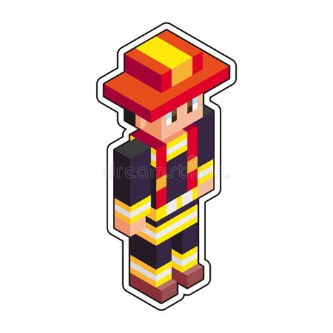 Isolated Fireman Minecraft Vector Illustration Stock Vector