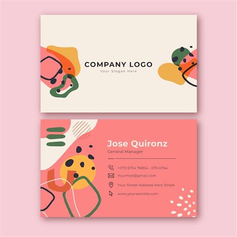 Free Vector Hand Drawn Abstract Horizontal Double Sided Business Card