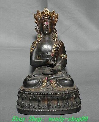 Old Tibet Bronze Gilt Gems White Tara Kwan Yin Guan Yin Goddess