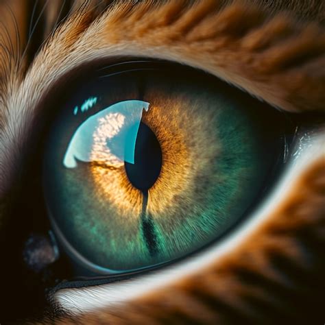 Premium Photo | Macro closeup of a green cat's eye generative ai