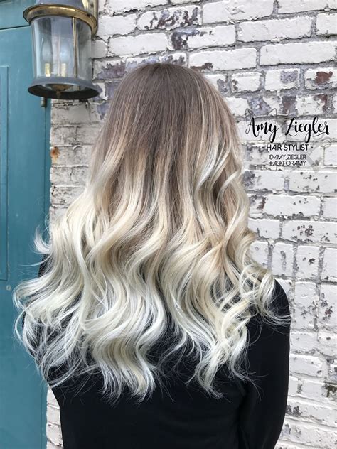 Platinum Blonde Balayage Ombre With Natural Root By Askforamy Trendy