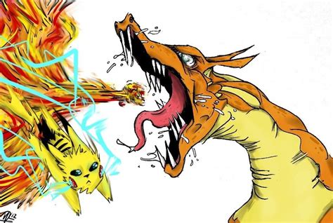 I Drew Pikachu Vs Charizard Pokemon