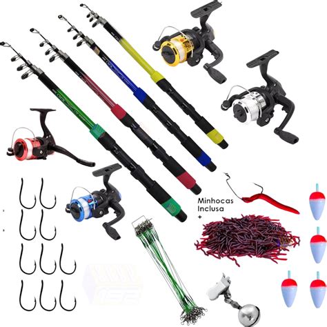 Kit De Pesca Completo Vara Telesc Pica Molinete Linha E