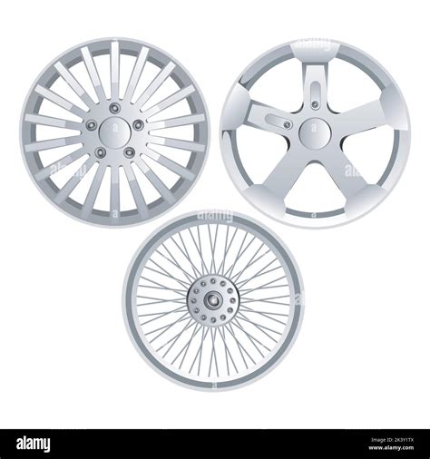 Vector Set Of Alloy Wheels Illustration Isolated On White Background