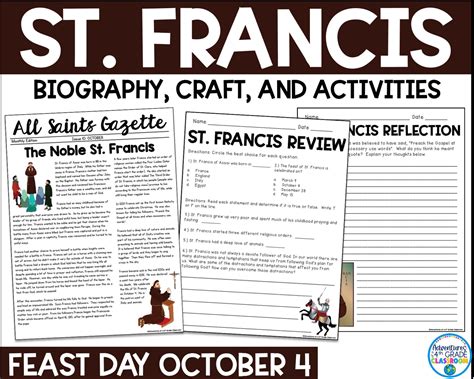 St Francis Of Assisi Biography Activities Etsy