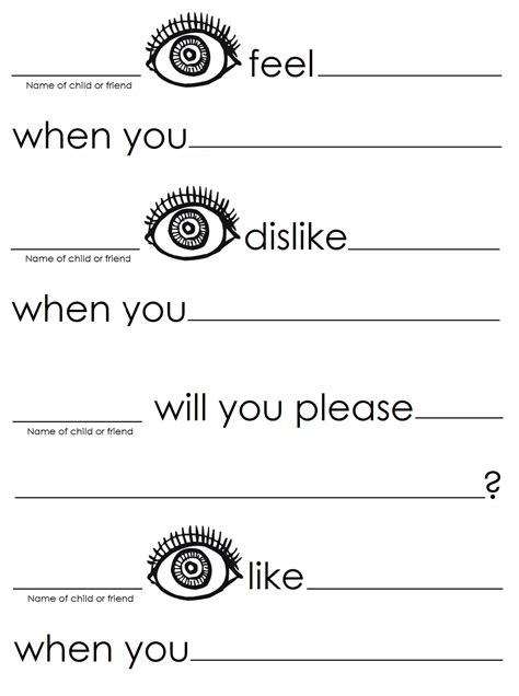 I Feel Statements Worksheet E