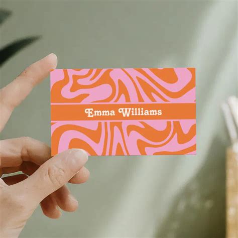 Retro Pink Orange Modern Business Card Zazzle