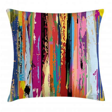 Abstract Throw Pillow Cushion Cover Multicolored Expressionist Work Of