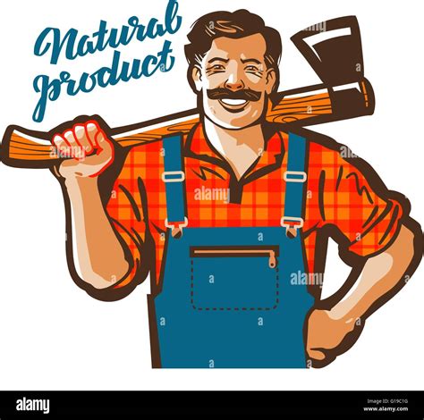 Funny Cartoon Carpenter Or Lumberjack Vector Illustration Stock Vector