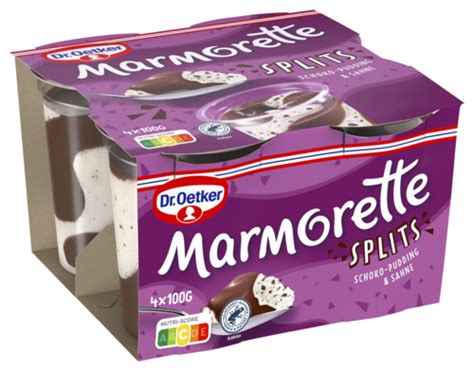 Marmorette Splits Schoko Pudding Und Sahne Marmorette Dr Oetker