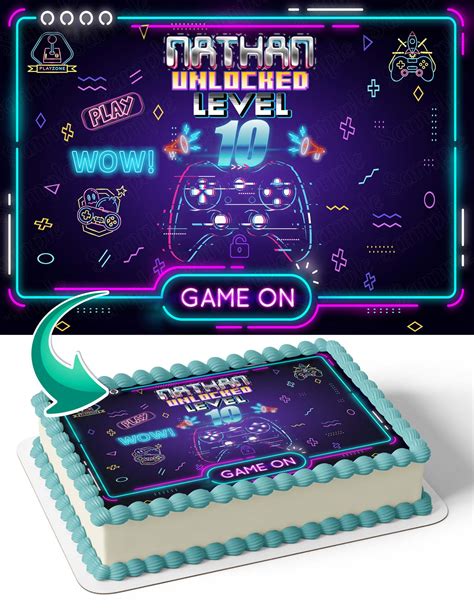 Level Unlocked Gamer Gm Edible Cake Toppers Ediblecakeimage