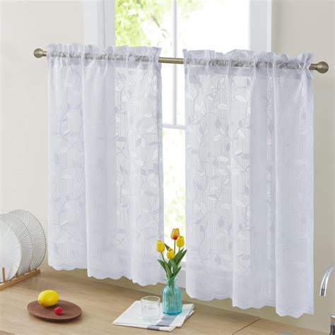 Amazon Bentrilisa White Sheer Lace Tier Curtains Inches Long