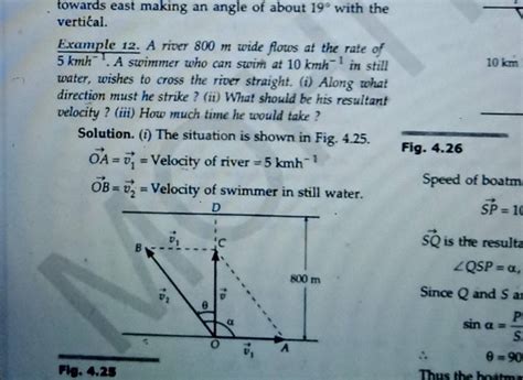 towards east making an angle of about 19∘ with the vertical.Example 12.