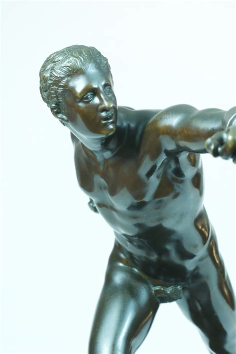 Proantic Old Large Bronze From The Grand Tour Portrait Naked Man Anti