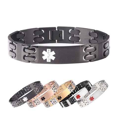 Titanium Medical Id Bracelets For Men Free Engraving Emergency Medical