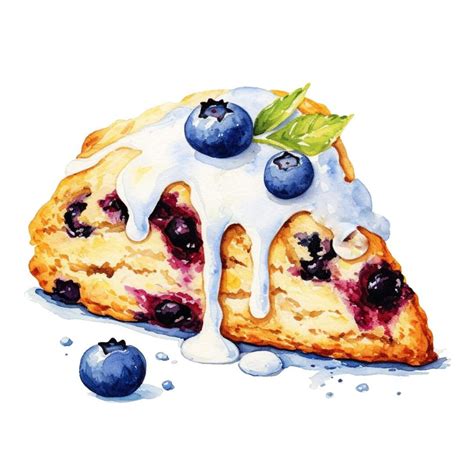 Blueberry Scone Watercolor Clip Art High Quality Png Transparent Mix