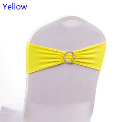 Yellow Colour Spandex Chair Sash Wedding Chair Sashes With Round Buckle