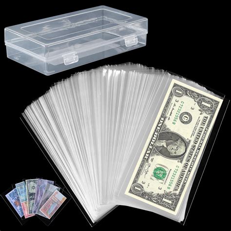 Amazon Prasacco Pcs Currency Sleeves Dollar Bill Holder Clear