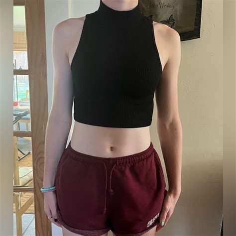 Aeropostale Tops Aropostale Seamless Mockneck Black Cropped Tank