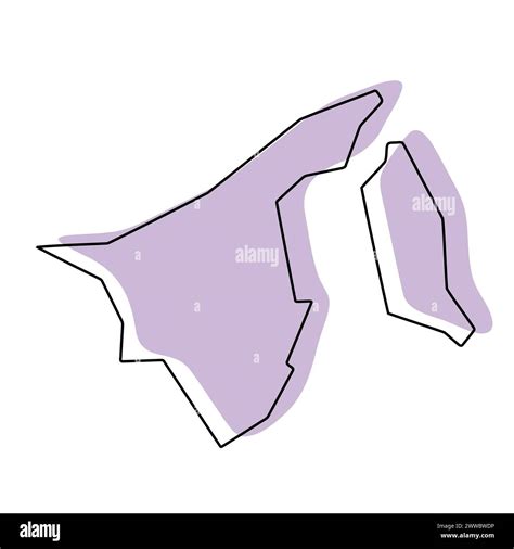 Brunei Country Simplified Map Violet Silhouette With Thin Black Smooth