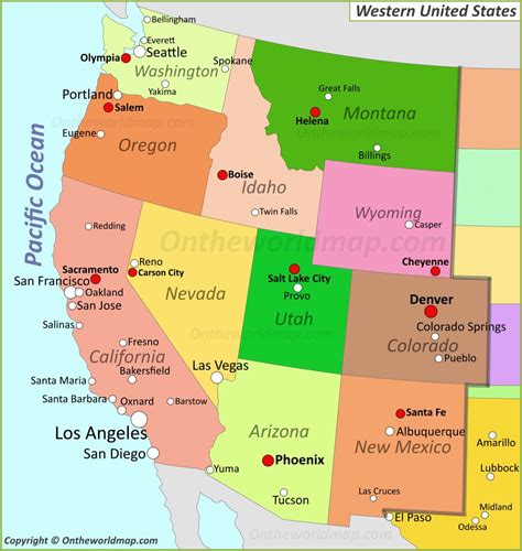 Map Of Western United States - Ontheworldmap.com