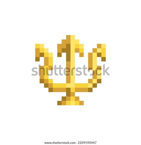 Trident Pixel Art Flat Style Icon Stock Vector Royalty Free