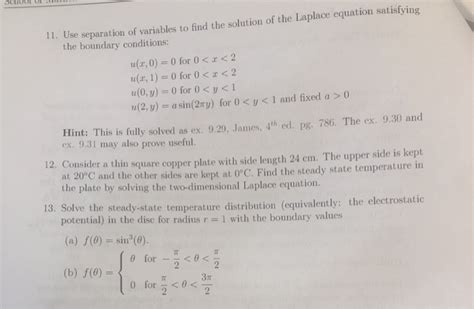 Solved The Laplace Equation Study The Two Dimensional Chegg