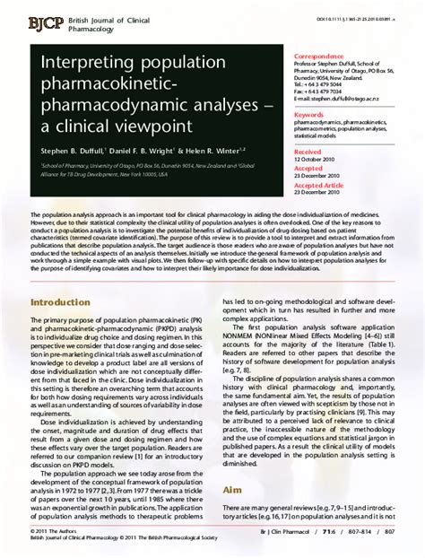 Pdf Interpreting Population Pharmacokinetic Pharmacodynamic Analyses