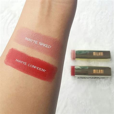 Milani Lipsticks In Matte Naked And Matte Confident Swatches Makeup Swatches Milani Lipstick