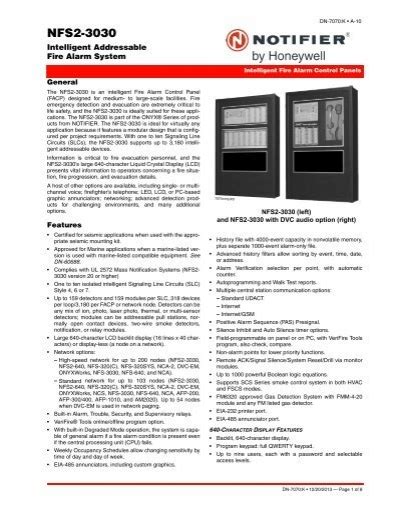 Nfs2 3030 Datasheet Notifier