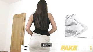 Elegantly Dressed Brunette Sucks And Fucks Agent On Couch Porn Movies