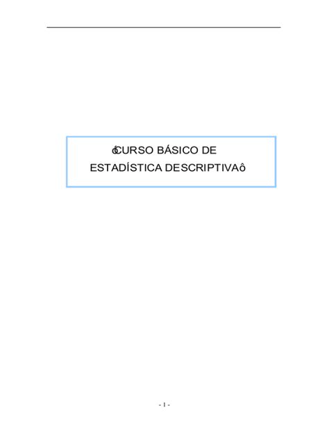 Curso B Sico De Estad Stica Descriptiva