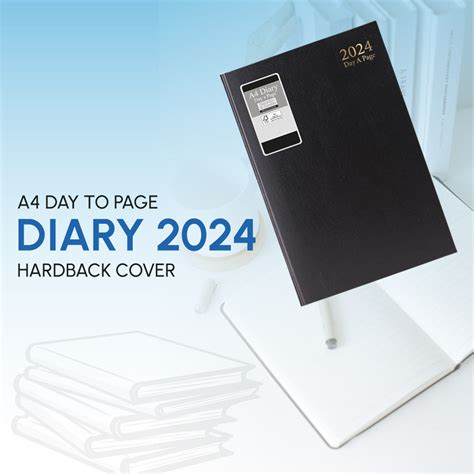 A4 Day To Page Diary Hardback Casebound Cover And Ribbon Marker 2024