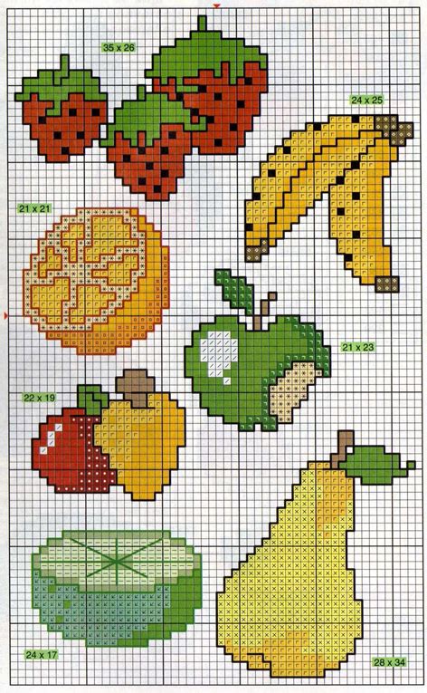 Gráficos de Ponto Cruz em PDF Frutas 1