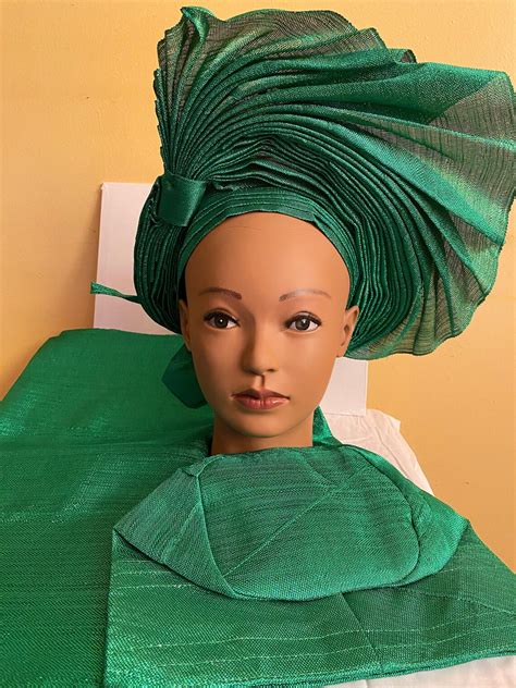 Aso Oke Nigerian Auto Gele Complete Couple Bridal Set Nigeria Wedding