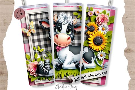 D Just A Girl Who Loves Cows Tumbler Wrap Png