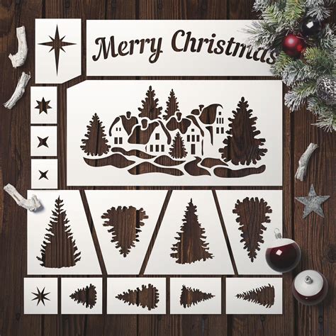 Merry Christmas Sign - Stencils Kit for Windows Decor - Christmas Sten – StencilsLAB Wall Stencils