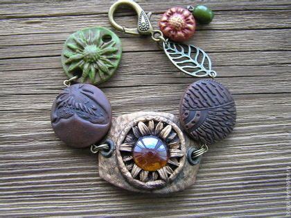 Браслет Осень полимерная глина, стекло. | Leather jewelry, Polymer clay ...