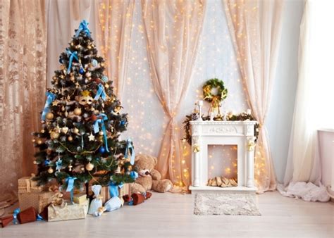 Christmas Tree Fireplace Party Background Christmas Backdrops For Stage