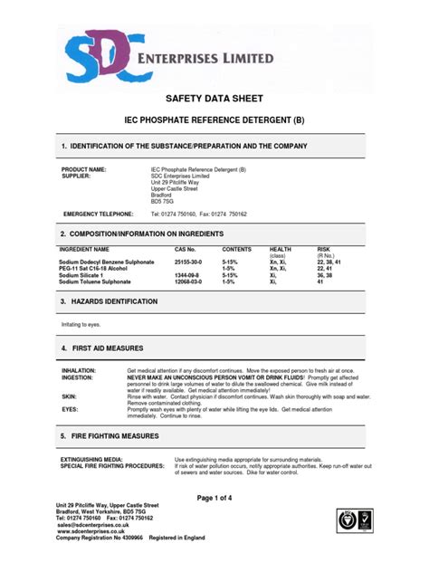 Msds Iec B Pdf Toxicity Personal Protective Equipment