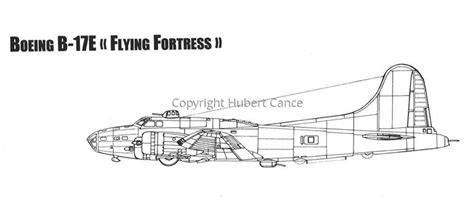 Drawing Boeing B 17e Flying Fortress Original Art By Hubert Cance Boeing Fortress Plan