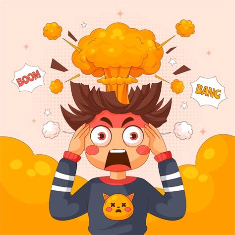 Premium Vector Hand Drawn Head Exploding Cartoon Illustration