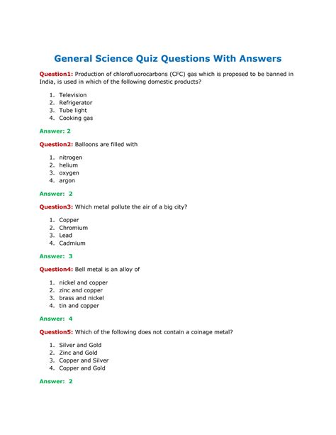 SOLUTION General Science Quiz Questions With Answers Studypool