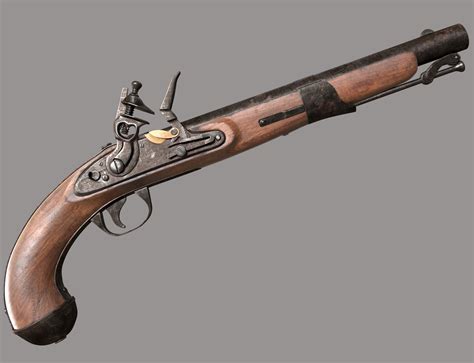 Flintlock Pistol D Model Turbosquid