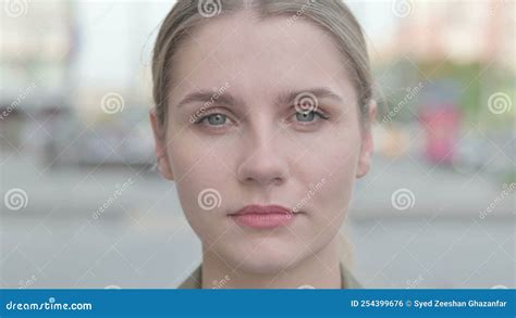 Close Up Of Woman Face Looking At The Camera Outdoor Stock Footage