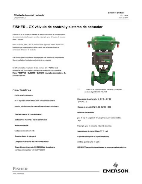 PDF FISHER GX válvula de control y sistema de actuador El Fisher