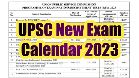 Upsc New Exam Calendar Upsc Mithila Classes Youtube