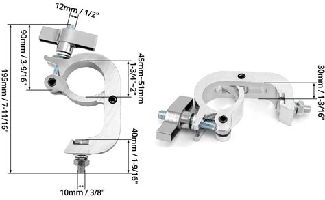 Amazon QWORK Stage Light Clamp Hook Pack Of 10 330 Lb Aluminum