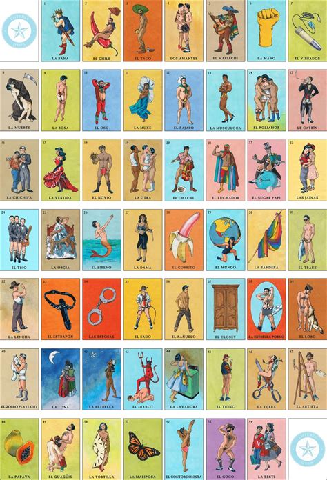 Poster Loteria Gay Art Queer Male Nude Classic Vintage Erotica Mexican Latino Felix D